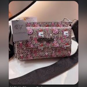 Ed Hardy Pink and Black Floral Crossbody Bag